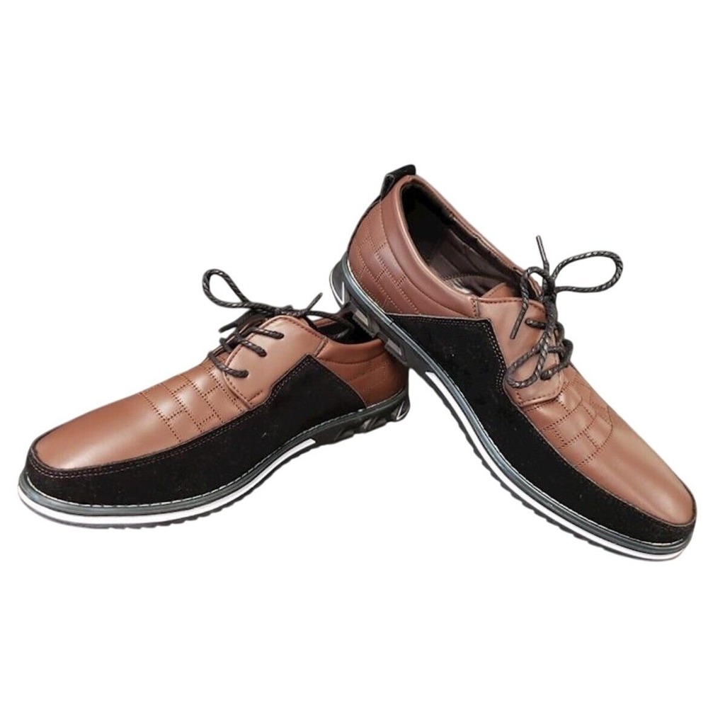 Mens Brown Black Quilted Oxford Sneaker Hybrid‎ Dress Shoes USA 10 AA EU 43